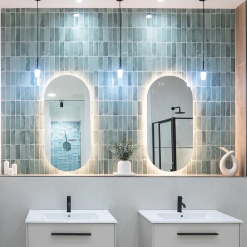 Subway Brick Flat Green Metro Wall Tile gloss BATHROOM SPLASH 1box-40tiles #9006 - Picture 3 of 6