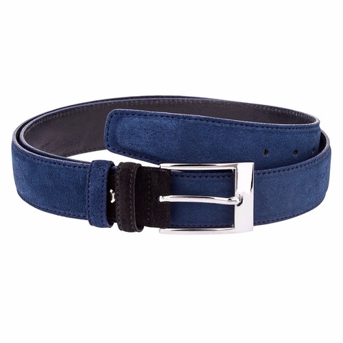 Blue Suede Italian leather belt Men's 