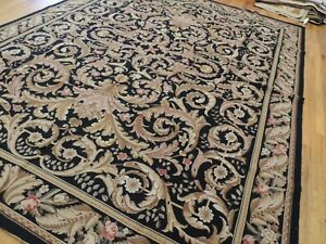 8x10 French Aubusson Needlepoint Area, Wool Flat Weave Area Rugs