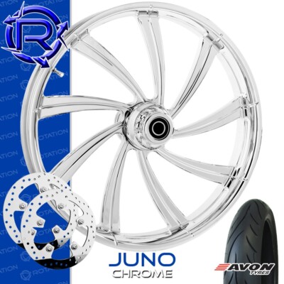 Rotation Juno Chrome Custom Motorcycle Wheel Front Package Harley Touring 23''