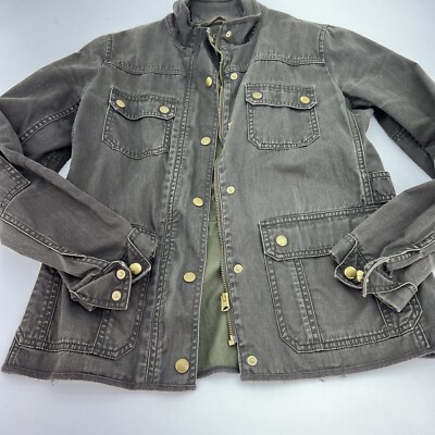 Crew Womens Size XS Boyfriend Field Jacket Relaxed Canvas Full Zip Green 