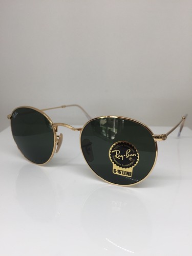 NEW RAY BAN ROUND METAL RB 3447 Occhiali da sole C. 001 Arista Gold con  lenti G15 50mm | eBay