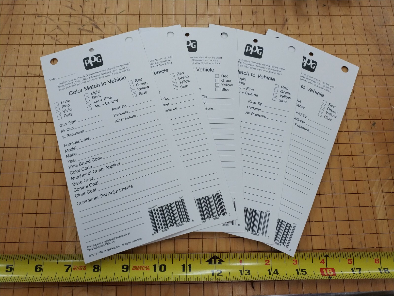 PPG Auto Paint Color Matching Spray out Cards AXALTA BASF Body Shop