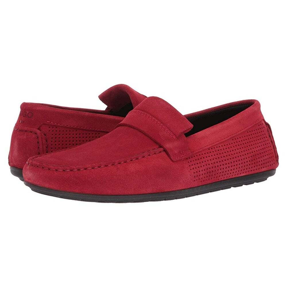 Hugo Boss Footwear Dandy Moccasin Suede Red Loafers UK