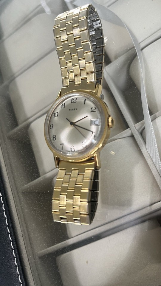 Vintage Timex Marlin Watch Men HandWind Mechanical Gold Tone Date