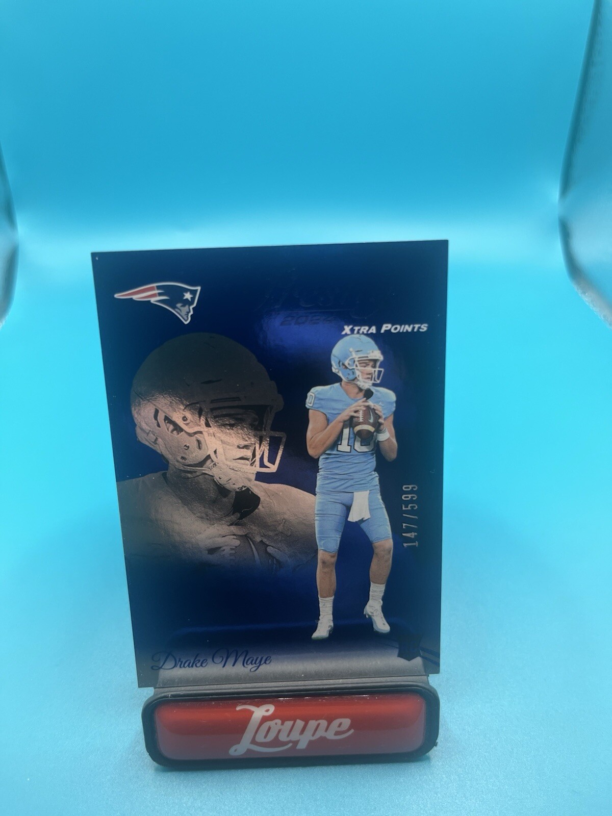 Drake Maye 2024 Panini Prestige Blue Xtra Points RC 147/599 #304 Patriots