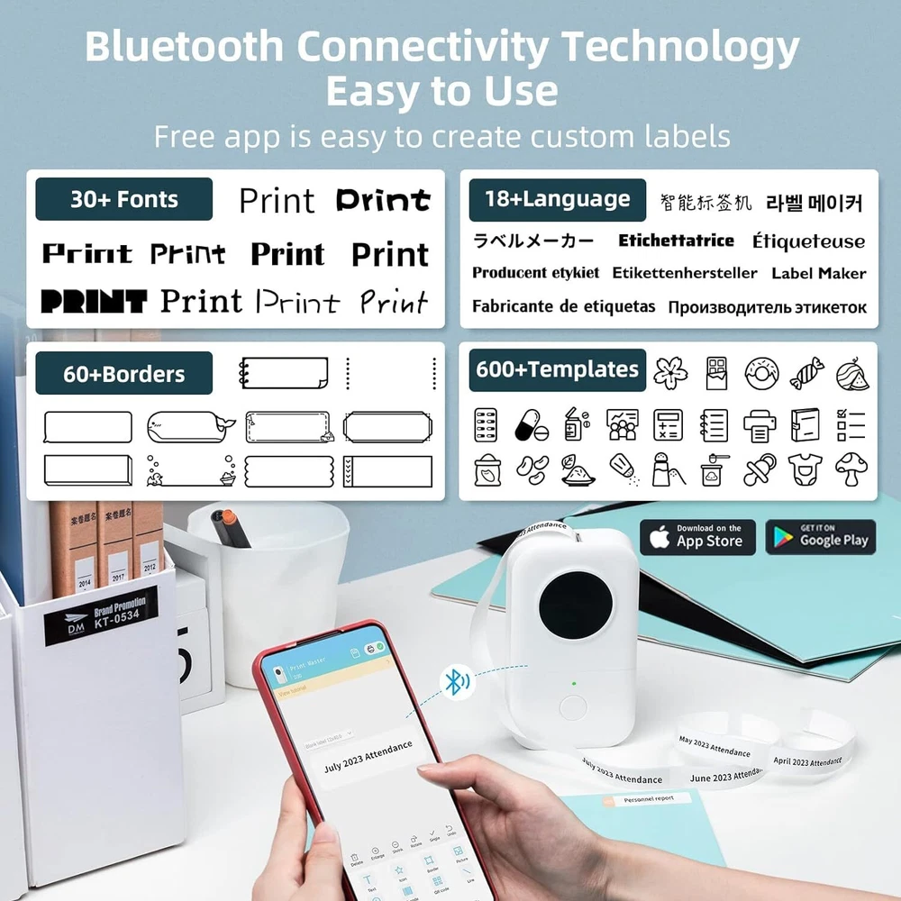 Phomemo D30 Bluetooth Thermal Label Maker Wireless Portable Printer Lot