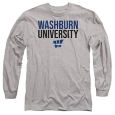 Washburn Adult Long Sleeve T-Shirt State Shape, Athletic Heather, S-3XL