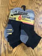 Mens LA Gear Black Ankle Socks Size 6-12 With 6 Pair NEW 
