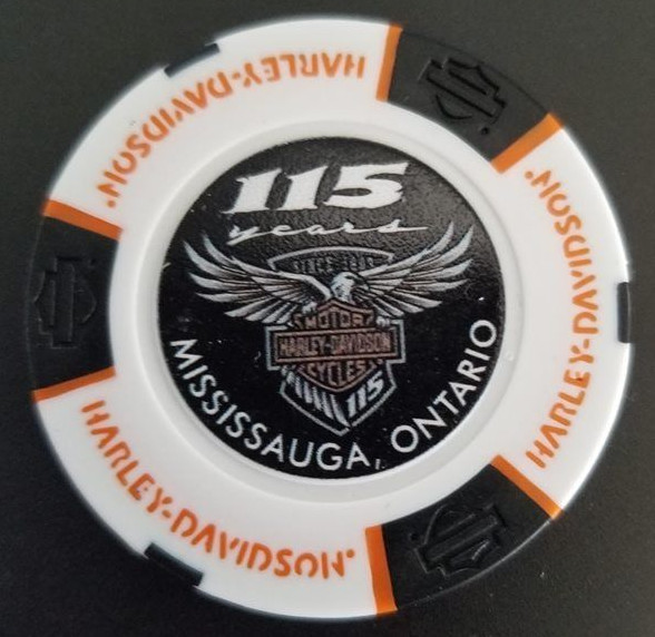 115th Harley Poker Chip Marker BROWN S HD CANADA White Blk 2nd DESIGN 115th-harley-poker-chip-marker-brown-s-hd-canada-white-blk-2nd-design