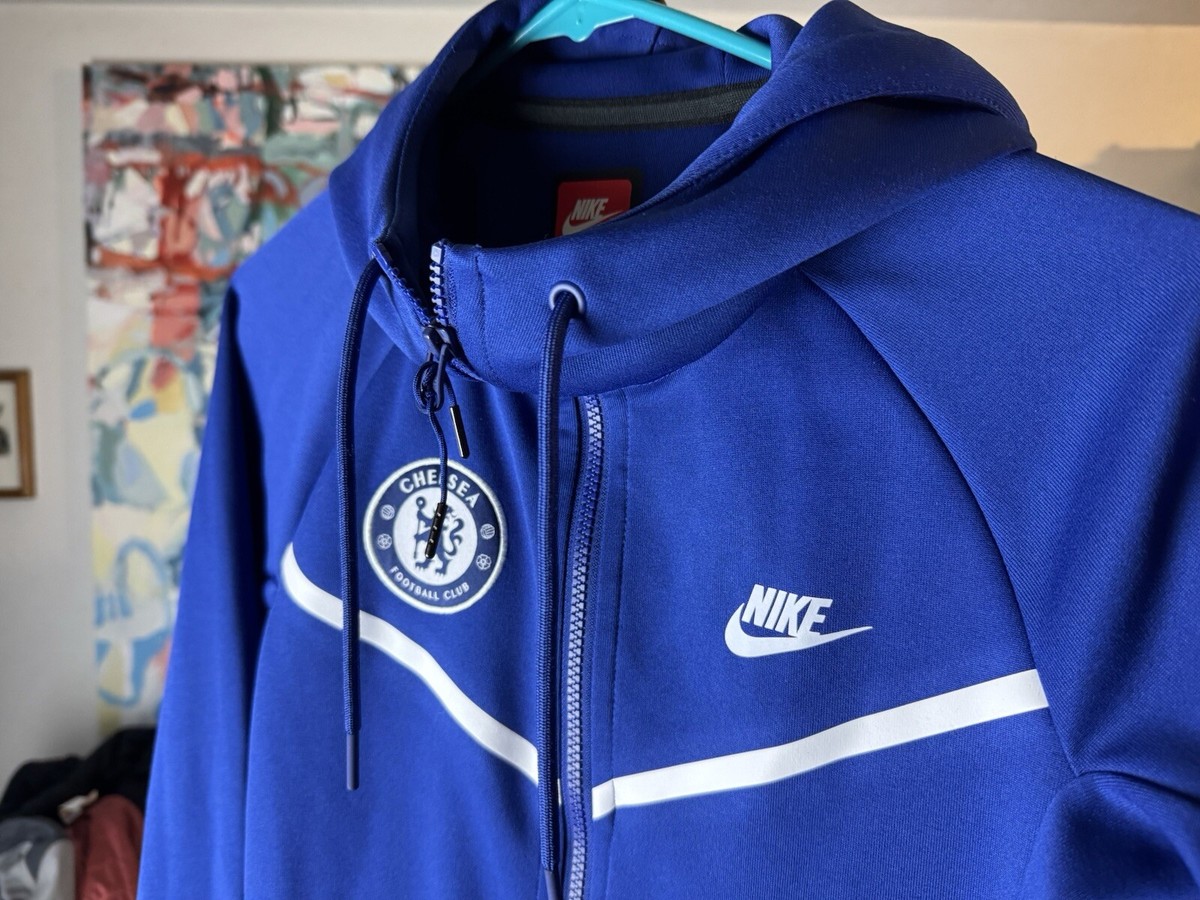 Nike Chelsea FC Tech Fleece Blue Full Zip Hoodie Ah5198-495 Size