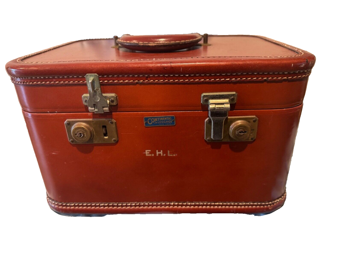 Vintage Continental Luggage New York Travel Case Brown w Keys