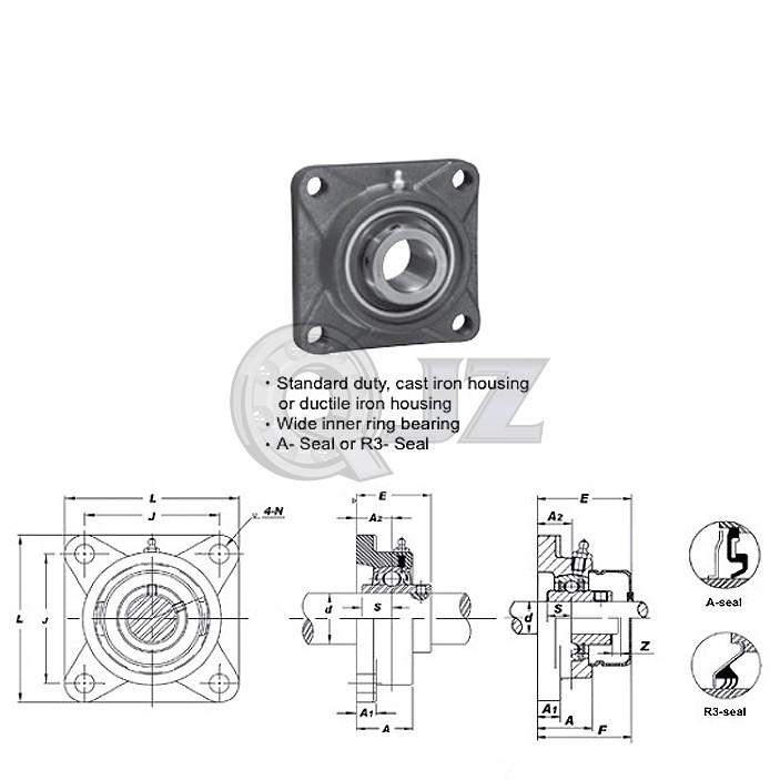 UCF210-31 4-Bolt Flange Mounted Bearing Unit - 1-15/16" Bore, Reinforced Housing