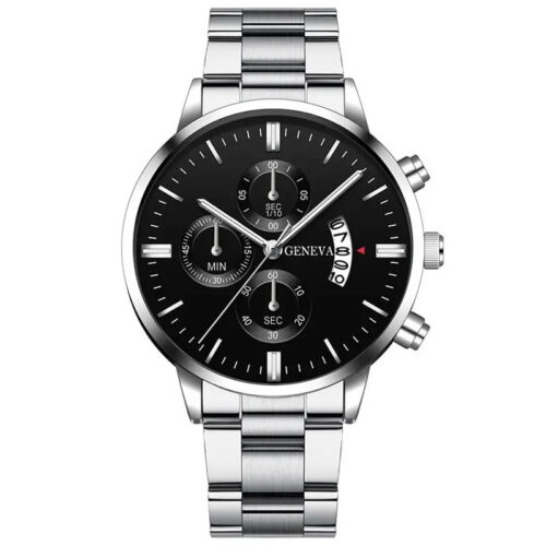 Fashion Mens Watches Luxury Silver Stainless Steel Quartz Wrist Watch Man Busine - Bild 1 von 7