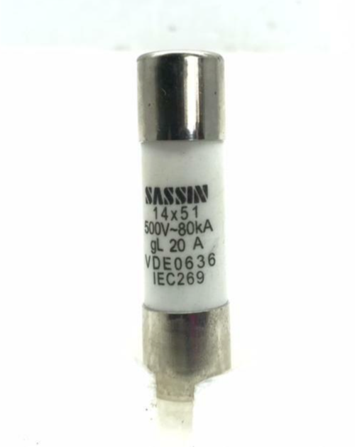 サイン入り　fuse face to ace SASSIN VDE0636 IEC269 20A 500V~80kA 14x51 FUSE (10 UNIT PER BOX