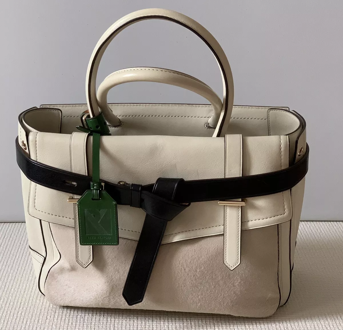 Reed Krakoff Leather Handbag Calf Hair pony hair Beige Pink Boxer Tote