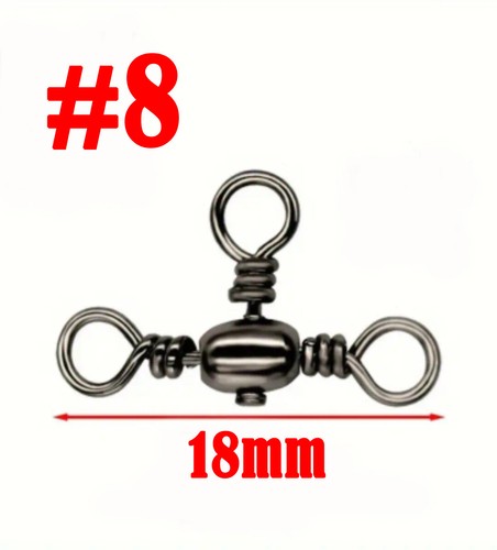 3 Way Barrel Swivels Fishing Terminal Tackle Strong Small Large Triple Swivel - Picture 9 of 17