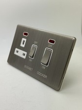 Screwless - Brushed Chrome Satin Steel Plug Sockets Light Switches CHEAP!