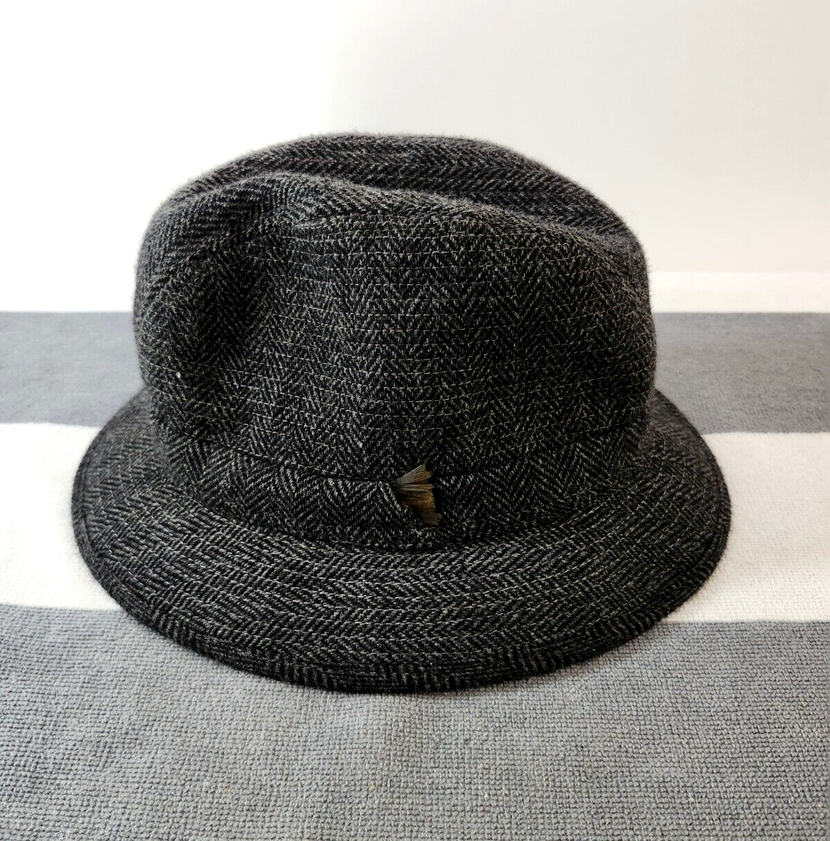 Jonathan Richard Ireland Fedora Style Hat Mens Gray Tweed Wool
