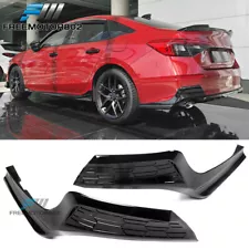 Fit 22-24 Honda Civic MD Gloss Black PP Rear Bumper Lip Spoiler Splitter 2PCS
