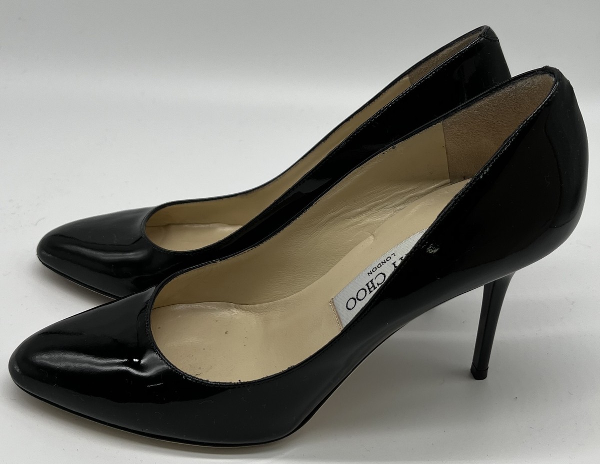 JIMMY CHOO 247GILBERT - 38サイズ Jimmy Choo '247 Gilbert' Black Patent Leather Closed