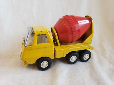 Vintage 1970's Red & Yellow Mini Tonka Truck 5'' Cement Mixer Pressed Steel Toy