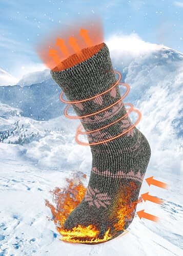 Women Thermal Socks - Thick Boot Sock Warm Winter 5-10 1 Pair - Christmas Pink - Picture 3 of 7