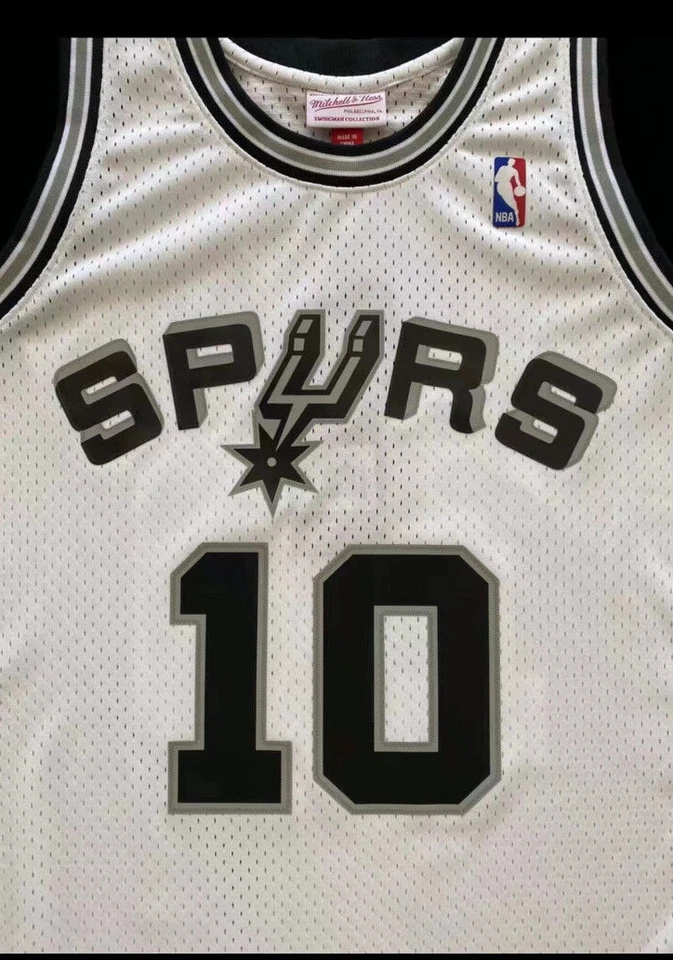 100% Authentic Dennis Rodman White San Antonio Spurs Swingman Jersey Throwback - Image 3 of 4