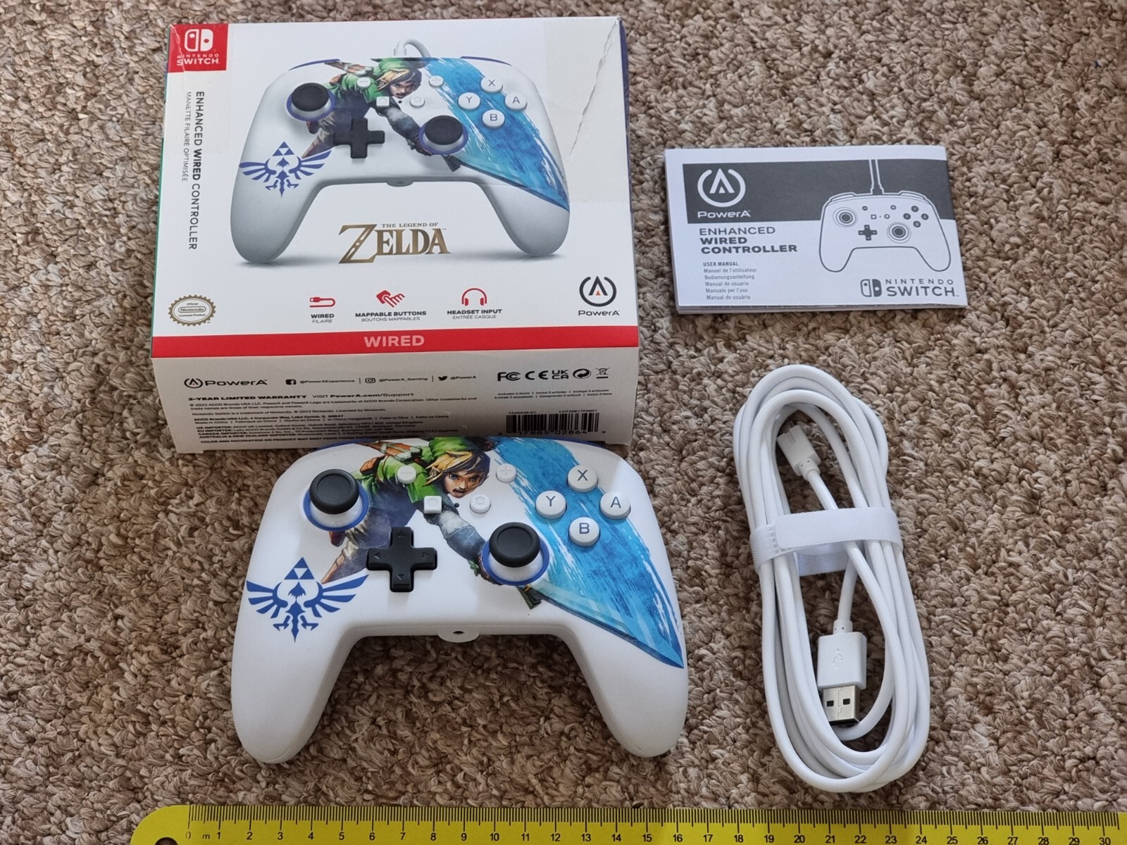 NINTENDO SWITCH OFFICIAL ENHANCED WIRED USB CONTROLLER GAME PAD Legend Zelda Box
