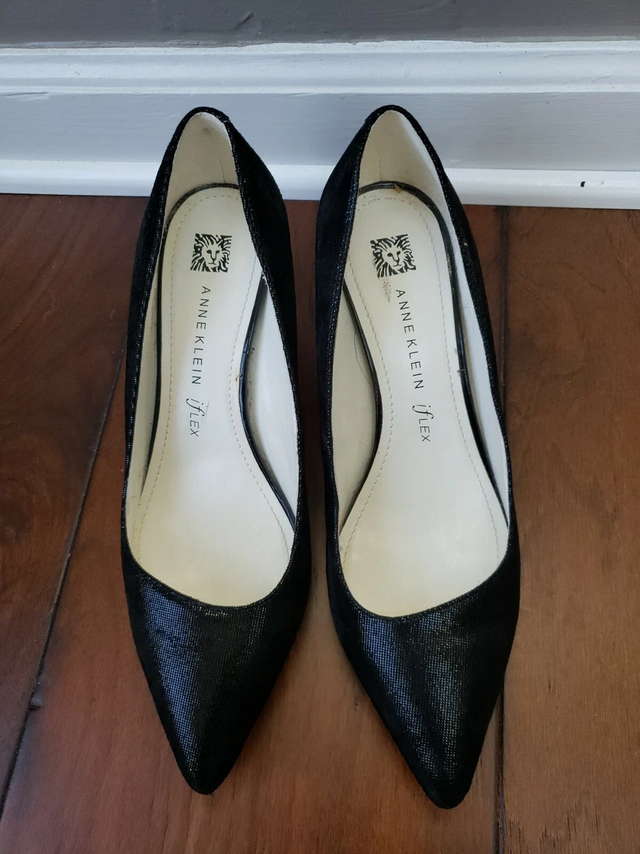 Anne Klein Iflex Leather Black Heels Closed Toe 7M Pointed Toe eBay