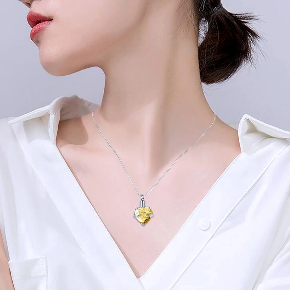 3 Stück Einäscherungsschmuck Herz Anhänger Frauen Memorial Asche Urne Halskette - Bild 3 von 4