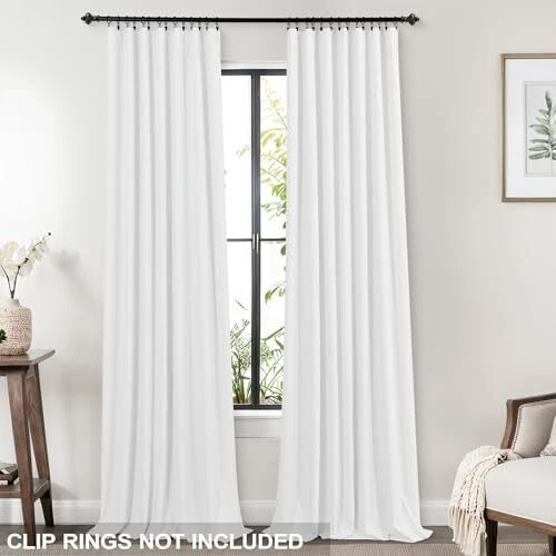  Cortinas Black Out 96 pulgadas de largo, lino texturizado 52" W x 96" L (paquete de 2) blancas Foto 3 de 4