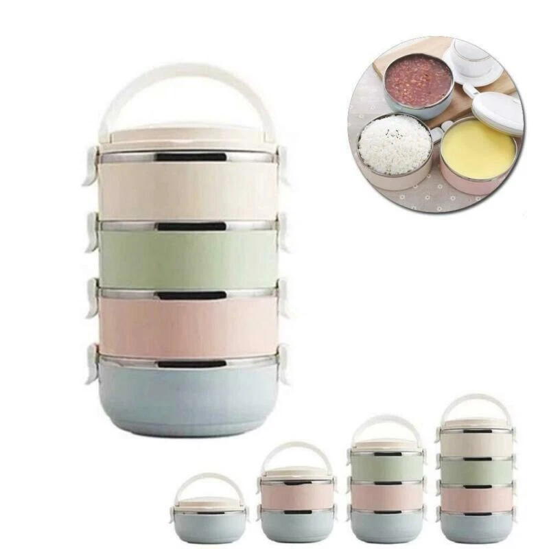 Contenedor de alimentos con aislamiento térmico Bento lonchera de acero inoxidable de 2/3/4 capas Foto 4 de 4