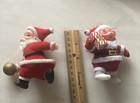 Set 2 Vintage Felt Flocked Bowling Santa Claus & Gift Santa Christmas Ornaments — photo 5