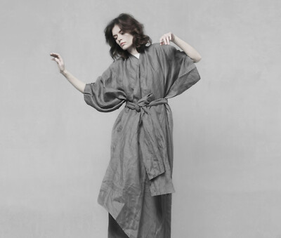 Linen Origami Poncho Kimono Style Wrap Dress Lagenlook Cardigan Cape Coat  Cloak | eBay