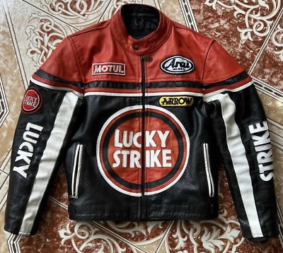 Men's Vintage Lucky Strike Racing Motorcycle Sheep Leather Men's Vintage Lucky Strike Racing Motorcycle Sheep Leather
