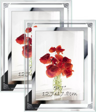 5X7 Picture Frame Set of 2, Glass Photo Frame 5 by 7 for Tabletop, Horizontally