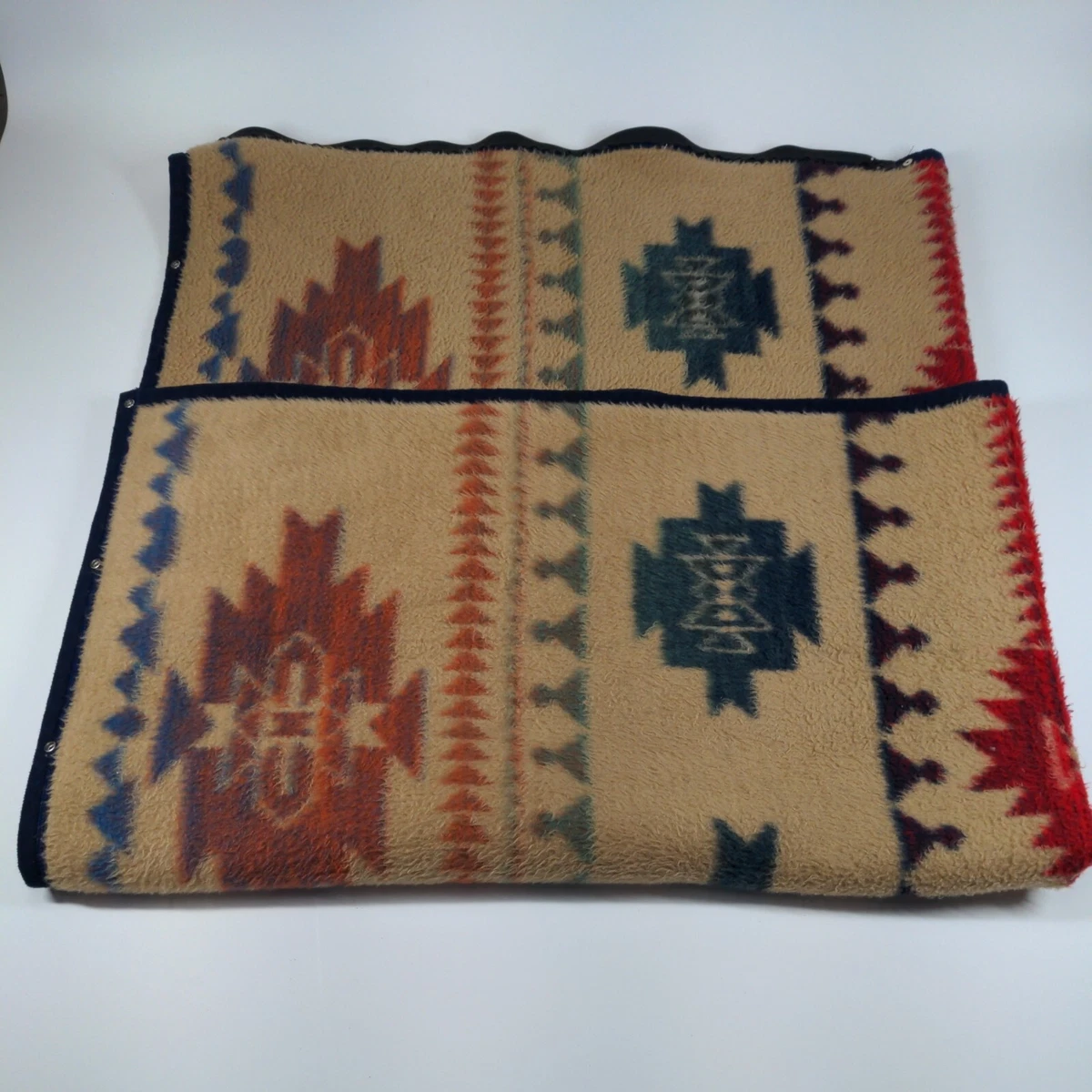Vintage Biederlack Blanket Sleeping Bag Cuddle Wrap Zip Snap Aztec Southwest USA