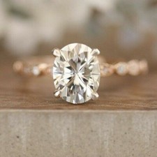 3.50 Ct Oval Cut White Diamond Lab-Created Engagement Ring 14K Yellow Gold FN
