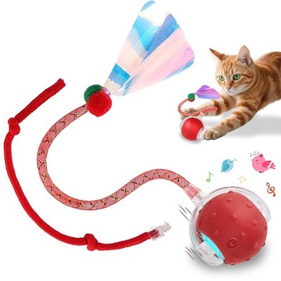 Interactive Cat Toy Smart Rolling Ball Motion Activated Bird Sounds Auto Moving