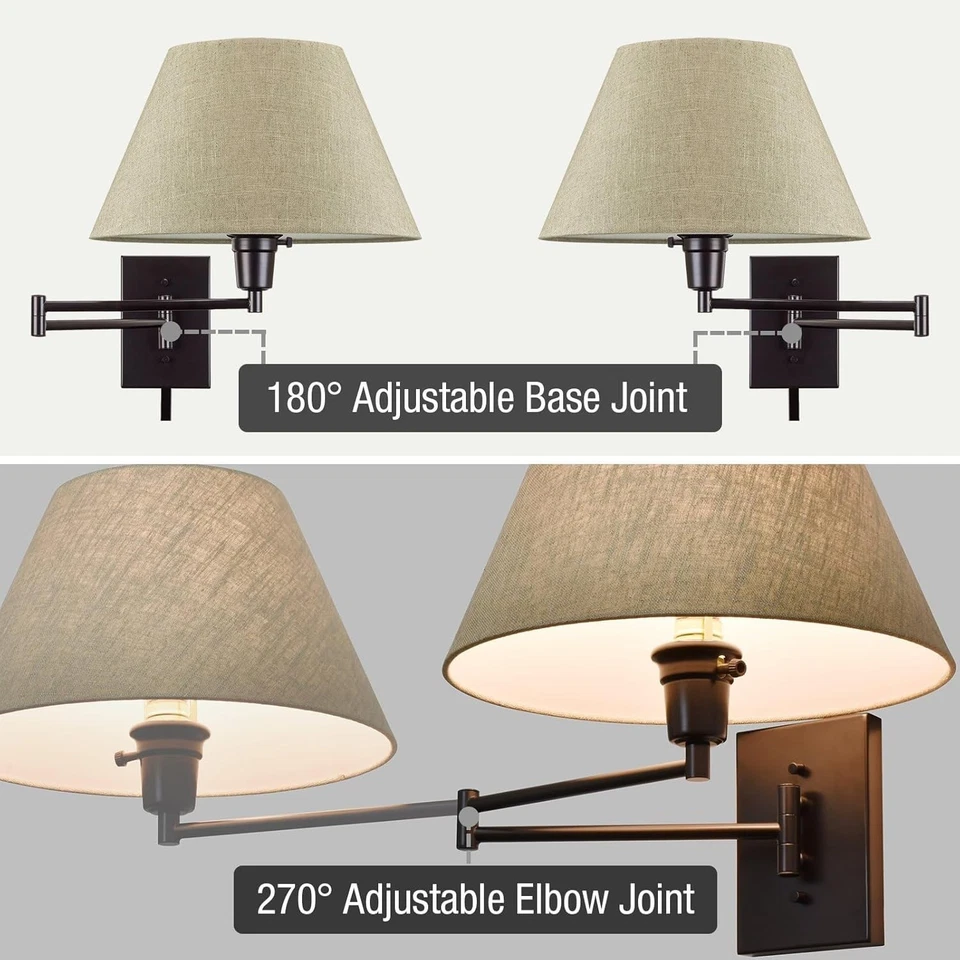 Adjustable Wall Lamp with Latte Mocha Shade - Image 4 of 4