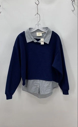 Maeve Anthropologie Women's Blue Long Sleeve Button Down Shirt- Size S NWT