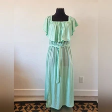 Pinup Fashion Teal Mint Green Maxi Dress Flattering Slimming Plus Size 18 W