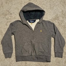 Polo Ralph Lauren Youth Sz 2T Zip Up Hooded Sweatshirt Hoodie Gray Pony Toddler