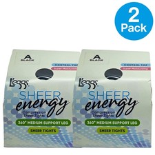 L'eggs Sheer Energy 360 Medium Support Control Top Compression Tights Black Size
