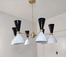 Mid Century Modern Brass Chandelier  12-Light Sputnik Ceiling Light