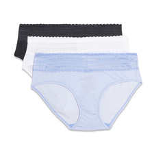 NWT 3pk Warners Microfiber w/ Lace Hipster Underwear - M or L - Blue White Black