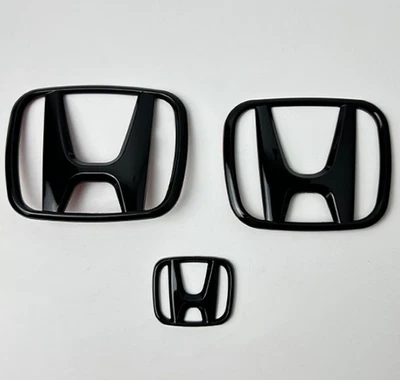 3PCS Front Griile Rear Badge Glossy Black Emblem For 2022-UP Civic 11th - Bild 1 von 4