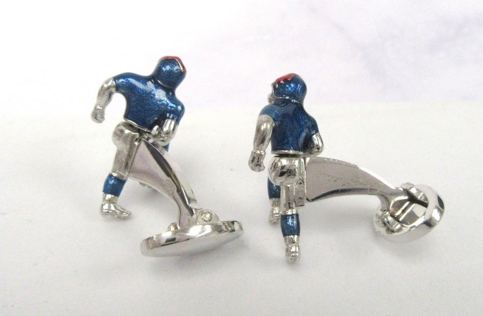 Gemelos de plata esterlina firmados por Jan Leslie jugador de fútbol esmaltados novedad Foto 3 de 4