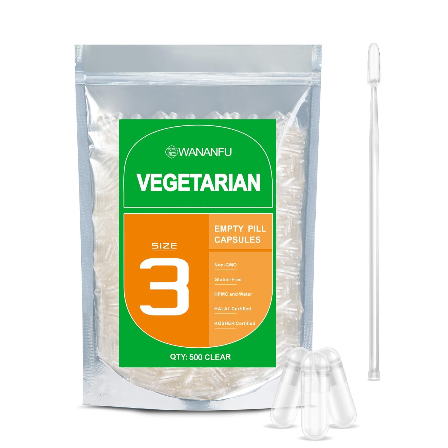 Gélules vides végétales taille 3 translucides de qualité supérieure avec kit de tasseur